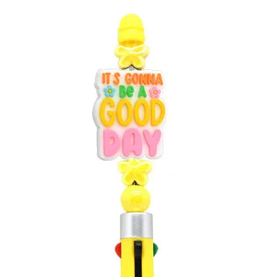 Colorful Slogan Silicone Focus Beads