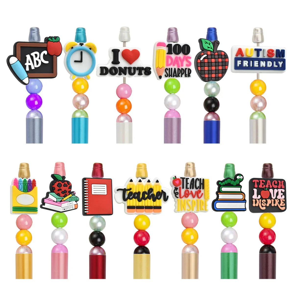 Ballpoint Pen Silicone Focus Beads Double-sided Focus Beads for The Upper | Silicone Focal Bead for DIY Keychain & Pen Wrap