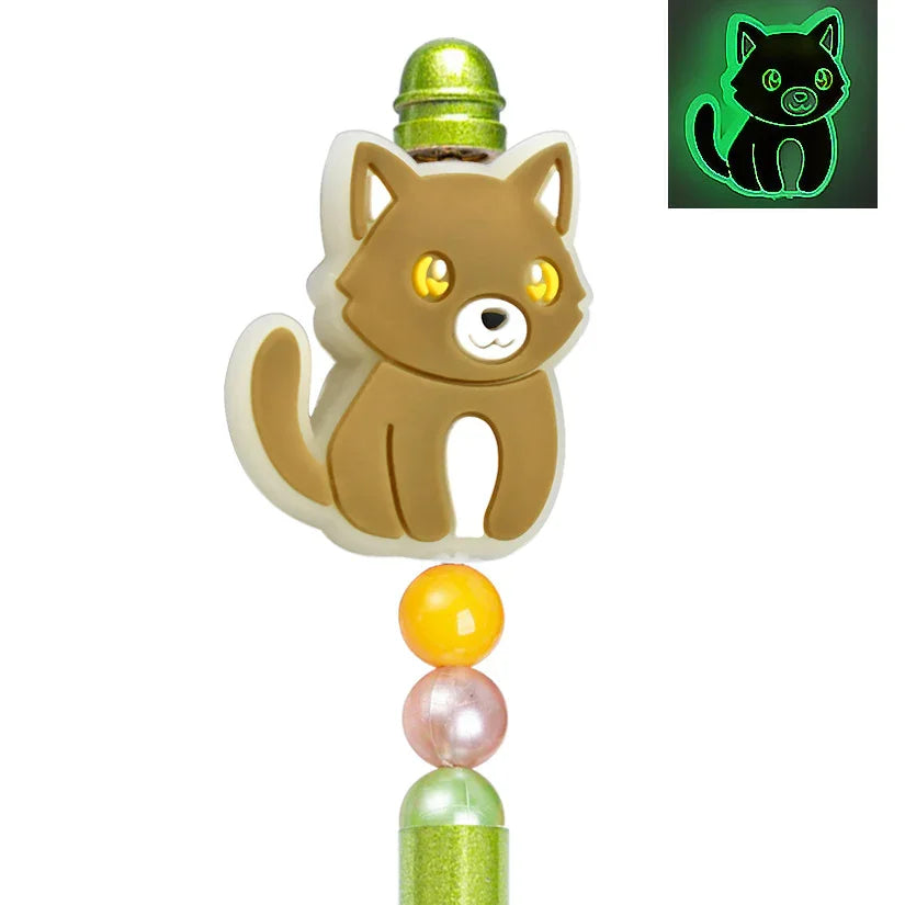 Cat Series Soft Fluorescent Silicone Focus Beads | Silicone Focal Bead for DIY Keychain & Pen Wrap