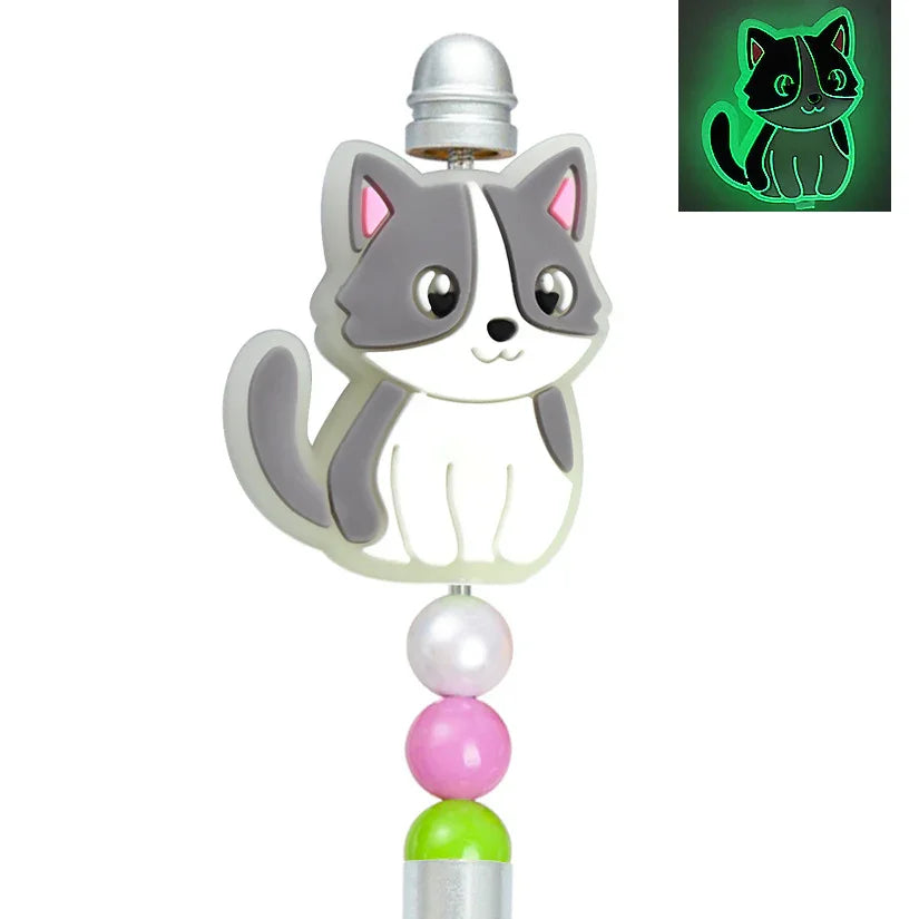 Cat Series Soft Fluorescent Silicone Focus Beads | Silicone Focal Bead for DIY Keychain & Pen Wrap