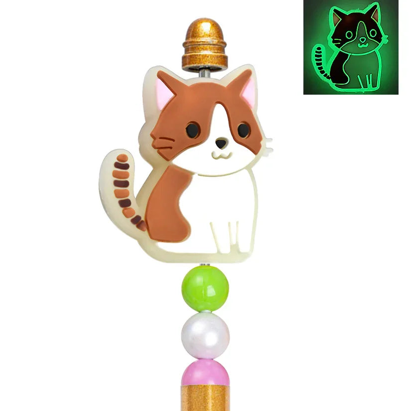Cat Series Soft Fluorescent Silicone Focus Beads | Silicone Focal Bead for DIY Keychain & Pen Wrap