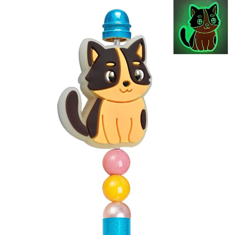 Cat Series Soft Fluorescent Silicone Focus Beads | Silicone Focal Bead for DIY Keychain & Pen Wrap