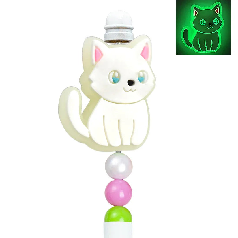 Cat Series Soft Fluorescent Silicone Focus Beads | Silicone Focal Bead for DIY Keychain & Pen Wrap