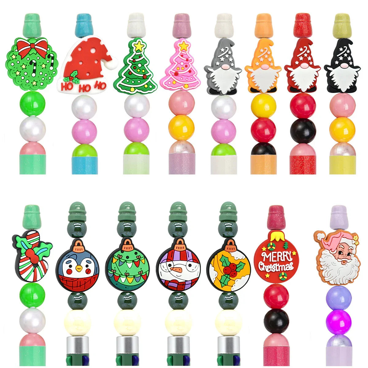 Christmas Pen Beaded Ballpoint Pen Silicone Focus Beads | Silicone Focal Bead for DIY Keychain & Pen Wrap