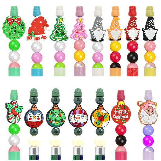 Christmas Pen Beaded Ballpoint Pen Silicone Focus Beads