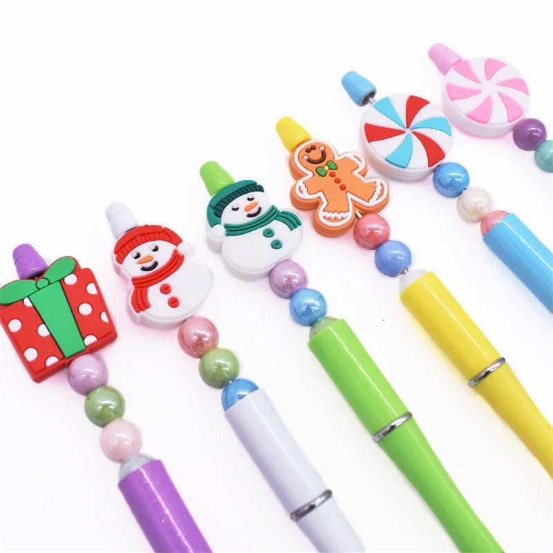Christmas Pen Beaded Ballpoint Pen Silicone Focus Beads | Silicone Focal Bead for DIY Keychain & Pen Wrap