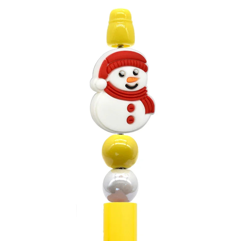 Christmas Pen Beaded Ballpoint Pen Silicone Focus Beads | Silicone Focal Bead for DIY Keychain & Pen Wrap