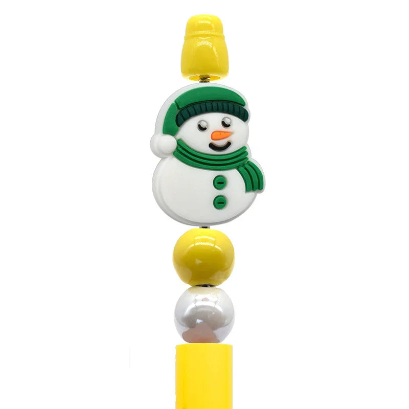 Christmas Pen Beaded Ballpoint Pen Silicone Focus Beads | Silicone Focal Bead for DIY Keychain & Pen Wrap
