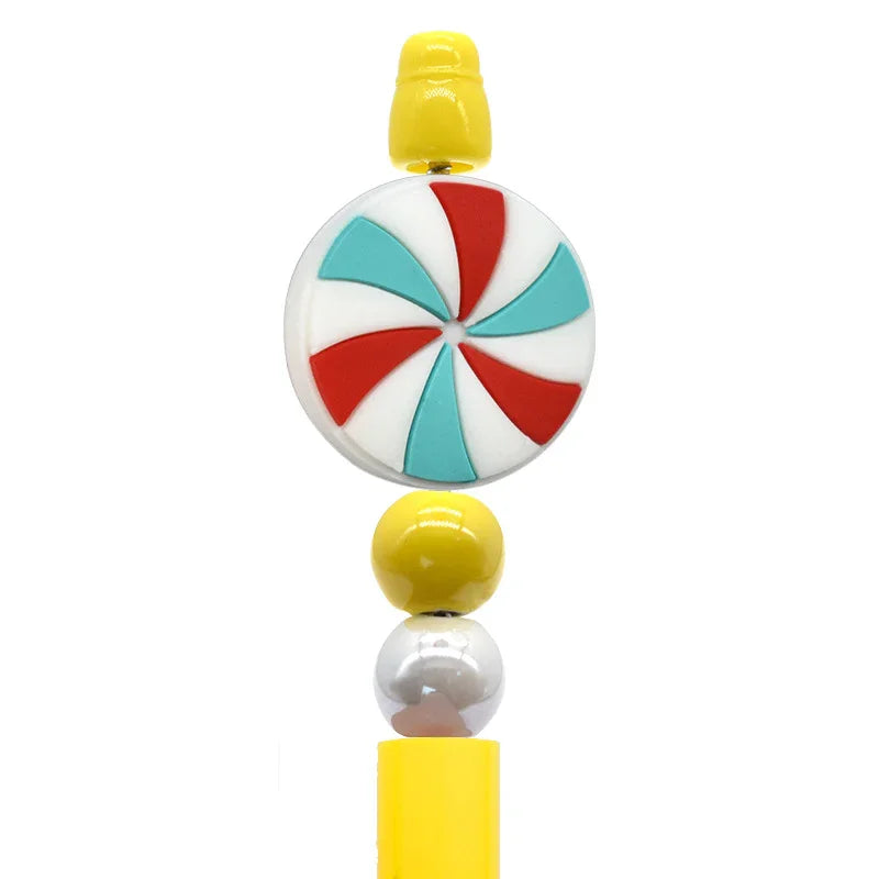 Christmas Pen Beaded Ballpoint Pen Silicone Focus Beads | Silicone Focal Bead for DIY Keychain & Pen Wrap