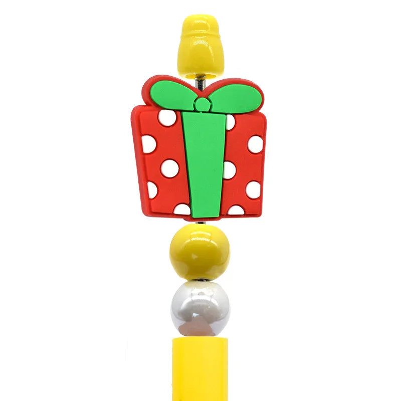 Christmas Pen Beaded Ballpoint Pen Silicone Focus Beads | Silicone Focal Bead for DIY Keychain & Pen Wrap