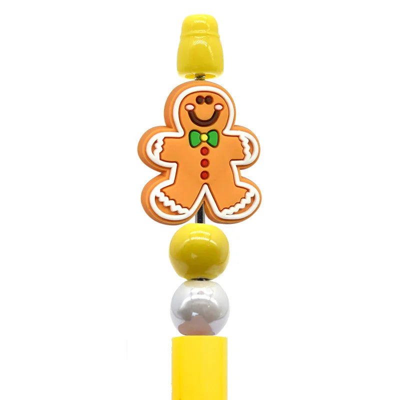Christmas Pen Beaded Ballpoint Pen Silicone Focus Beads | Silicone Focal Bead for DIY Keychain & Pen Wrap