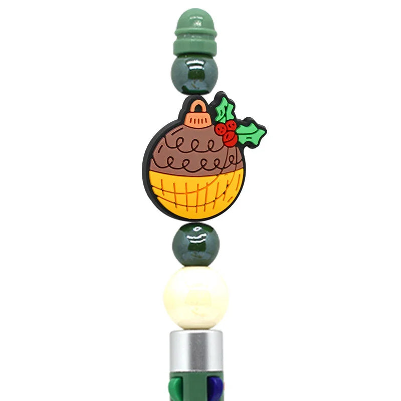 Christmas Pen Beaded Ballpoint Pen Silicone Focus Beads | Silicone Focal Bead for DIY Keychain & Pen Wrap
