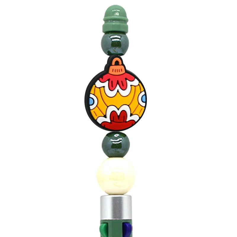 Christmas Pen Beaded Ballpoint Pen Silicone Focus Beads | Silicone Focal Bead for DIY Keychain & Pen Wrap
