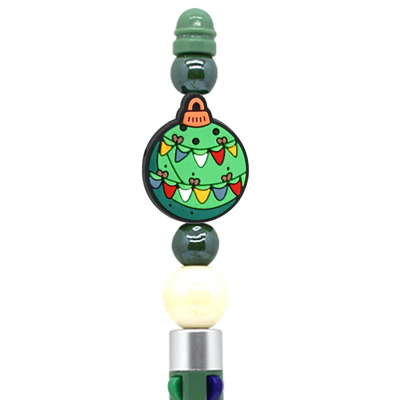 Christmas Pen Beaded Ballpoint Pen Silicone Focus Beads | Silicone Focal Bead for DIY Keychain & Pen Wrap