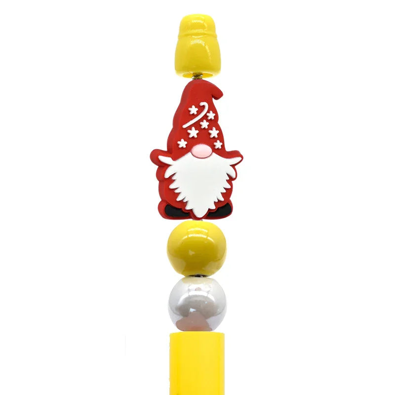 Christmas Pen Beaded Ballpoint Pen Silicone Focus Beads | Silicone Focal Bead for DIY Keychain & Pen Wrap