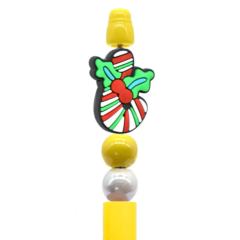 Christmas Pen Beaded Ballpoint Pen Silicone Focus Beads | Silicone Focal Bead for DIY Keychain & Pen Wrap