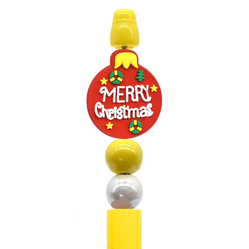 Christmas Pen Beaded Ballpoint Pen Silicone Focus Beads | Silicone Focal Bead for DIY Keychain & Pen Wrap