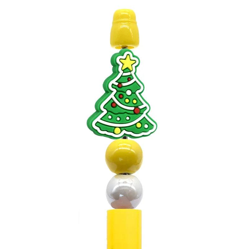 Christmas Pen Beaded Ballpoint Pen Silicone Focus Beads | Silicone Focal Bead for DIY Keychain & Pen Wrap