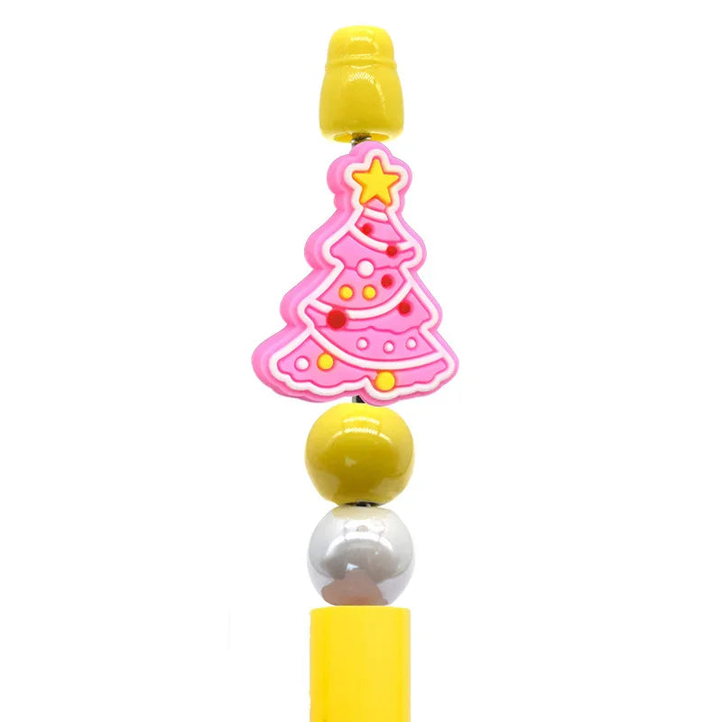 Christmas Pen Beaded Ballpoint Pen Silicone Focus Beads | Silicone Focal Bead for DIY Keychain & Pen Wrap