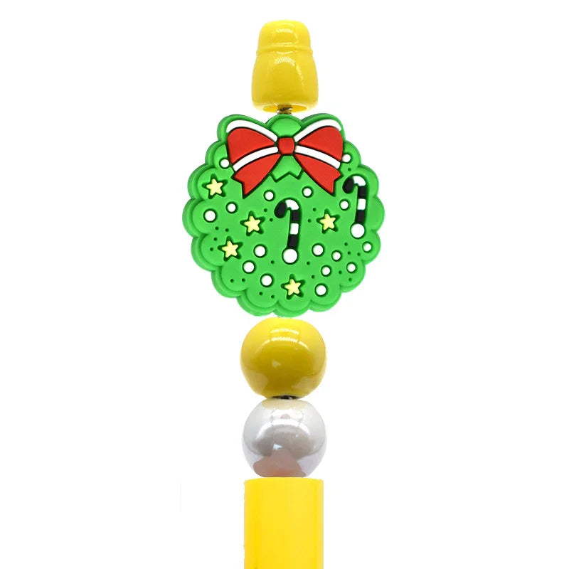 Christmas Pen Beaded Ballpoint Pen Silicone Focus Beads | Silicone Focal Bead for DIY Keychain & Pen Wrap