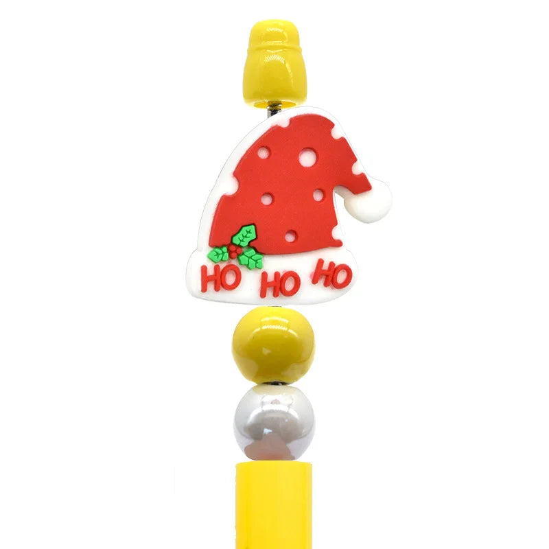 Christmas Pen Beaded Ballpoint Pen Silicone Focus Beads | Silicone Focal Bead for DIY Keychain & Pen Wrap