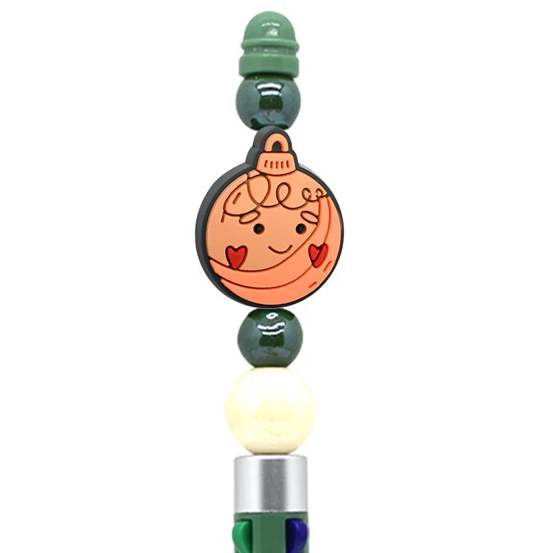 Christmas Pen Beaded Ballpoint Pen Silicone Focus Beads | Silicone Focal Bead for DIY Keychain & Pen Wrap