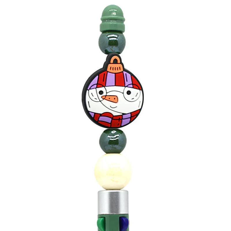 Christmas Pen Beaded Ballpoint Pen Silicone Focus Beads | Silicone Focal Bead for DIY Keychain & Pen Wrap
