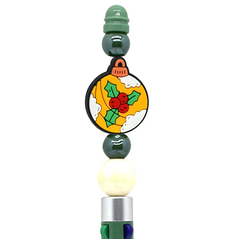 Christmas Pen Beaded Ballpoint Pen Silicone Focus Beads | Silicone Focal Bead for DIY Keychain & Pen Wrap
