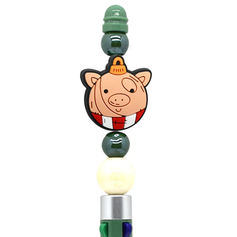 Christmas Pen Beaded Ballpoint Pen Silicone Focus Beads | Silicone Focal Bead for DIY Keychain & Pen Wrap