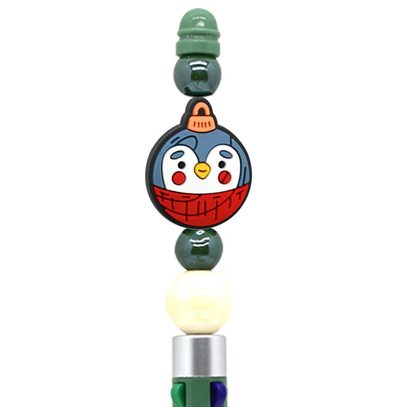 Christmas Pen Beaded Ballpoint Pen Silicone Focus Beads | Silicone Focal Bead for DIY Keychain & Pen Wrap