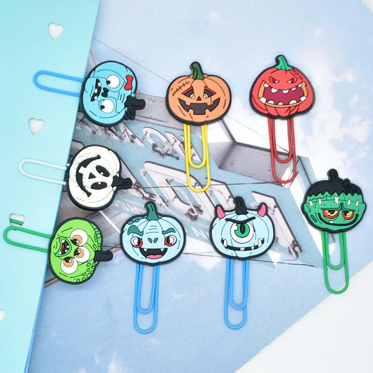 Halloween Cartoon Bookmark Student Stationery Storage Paper Clip Horror Pumpkin Paper Clip