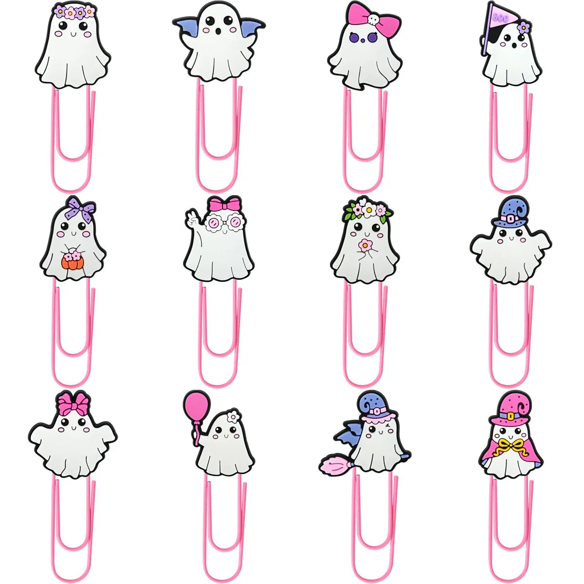New Halloween Cartoon Bookmark Pink Ghost Paperclip | Holiday Bead for DIY Seasonal Bracelet & Gift Craft