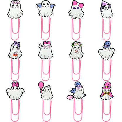 New Halloween Cartoon Bookmark Pink Ghost Paperclip
