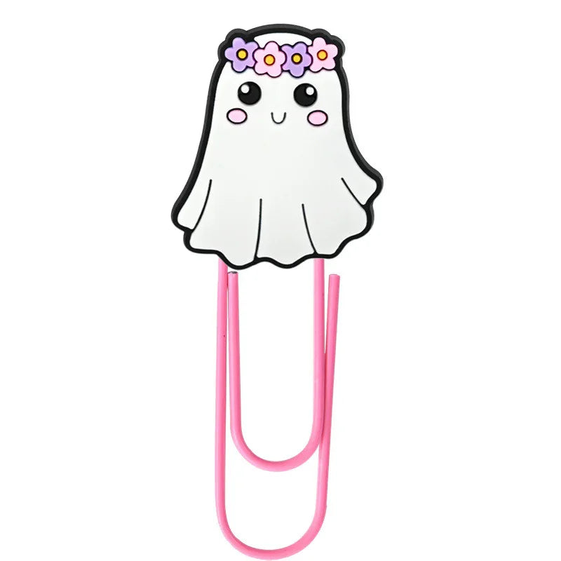 New Halloween Cartoon Bookmark Pink Ghost Paperclip | Holiday Bead for DIY Seasonal Bracelet & Gift Craft