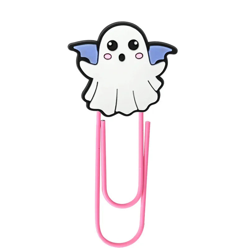 New Halloween Cartoon Bookmark Pink Ghost Paperclip | Holiday Bead for DIY Seasonal Bracelet & Gift Craft
