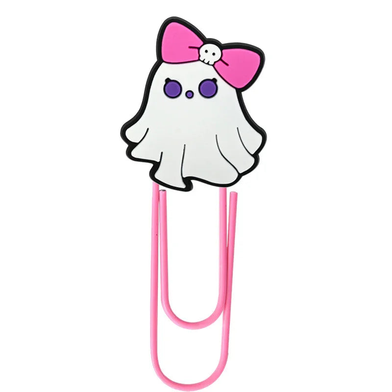 New Halloween Cartoon Bookmark Pink Ghost Paperclip | Holiday Bead for DIY Seasonal Bracelet & Gift Craft