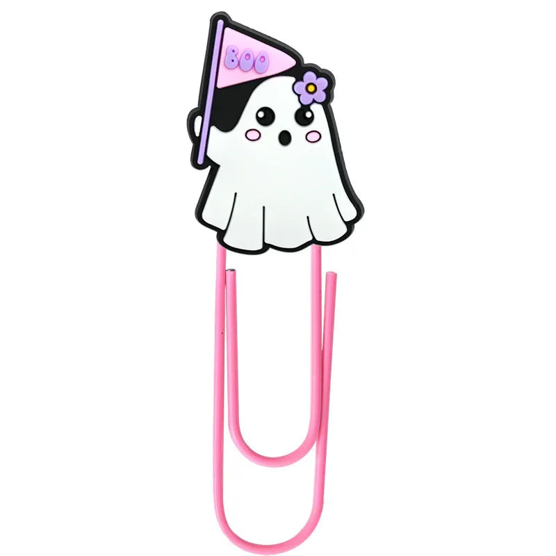 New Halloween Cartoon Bookmark Pink Ghost Paperclip | Holiday Bead for DIY Seasonal Bracelet & Gift Craft
