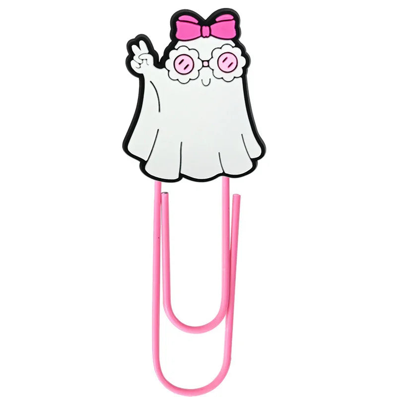New Halloween Cartoon Bookmark Pink Ghost Paperclip | Holiday Bead for DIY Seasonal Bracelet & Gift Craft