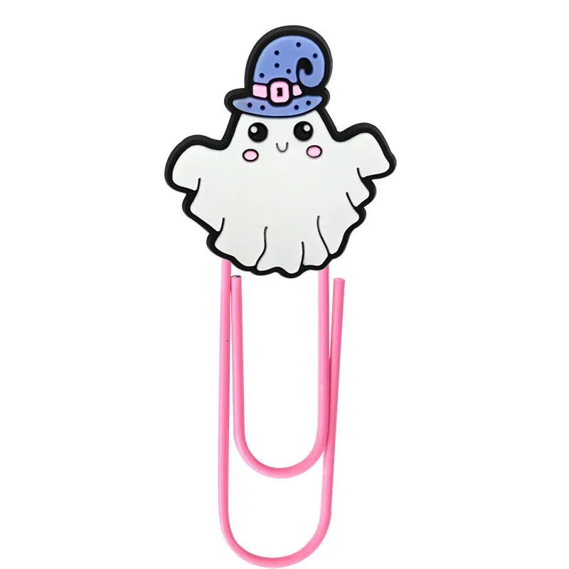 New Halloween Cartoon Bookmark Pink Ghost Paperclip | Holiday Bead for DIY Seasonal Bracelet & Gift Craft