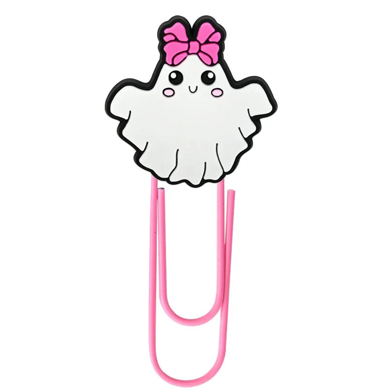 New Halloween Cartoon Bookmark Pink Ghost Paperclip | Holiday Bead for DIY Seasonal Bracelet & Gift Craft