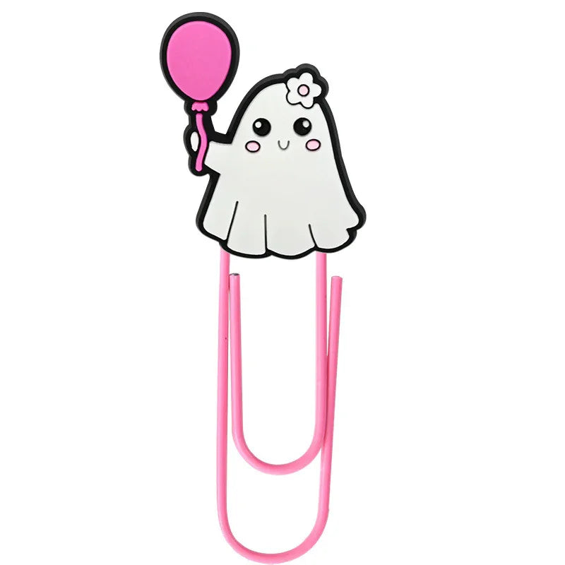 New Halloween Cartoon Bookmark Pink Ghost Paperclip | Holiday Bead for DIY Seasonal Bracelet & Gift Craft