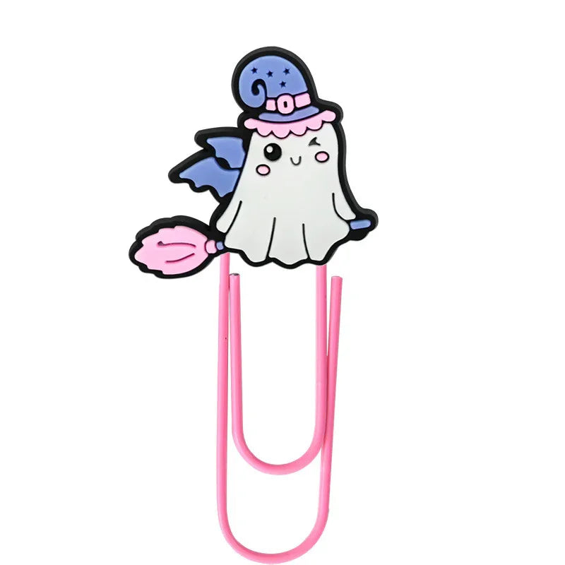 New Halloween Cartoon Bookmark Pink Ghost Paperclip | Holiday Bead for DIY Seasonal Bracelet & Gift Craft