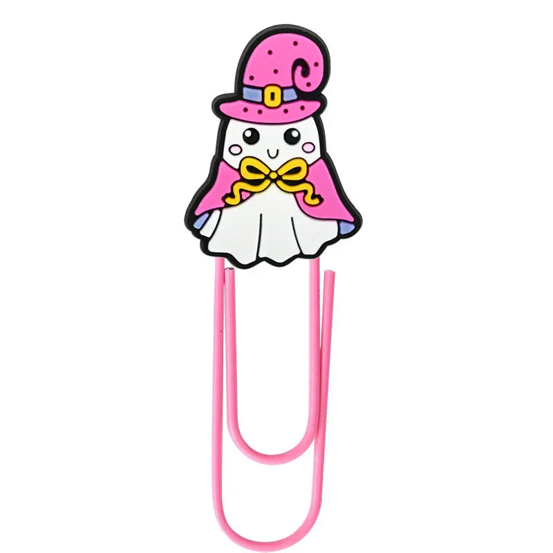 New Halloween Cartoon Bookmark Pink Ghost Paperclip | Holiday Bead for DIY Seasonal Bracelet & Gift Craft