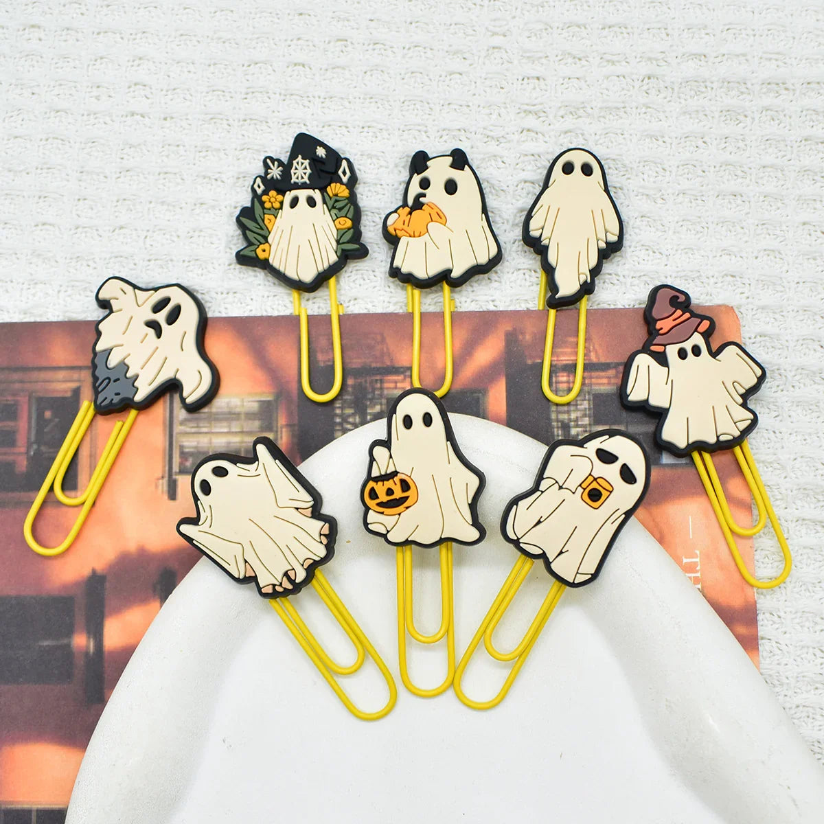 Halloween Cute Ghost Cartoon Colorful Paper Clips | Holiday Bead for DIY Seasonal Bracelet & Gift Craft