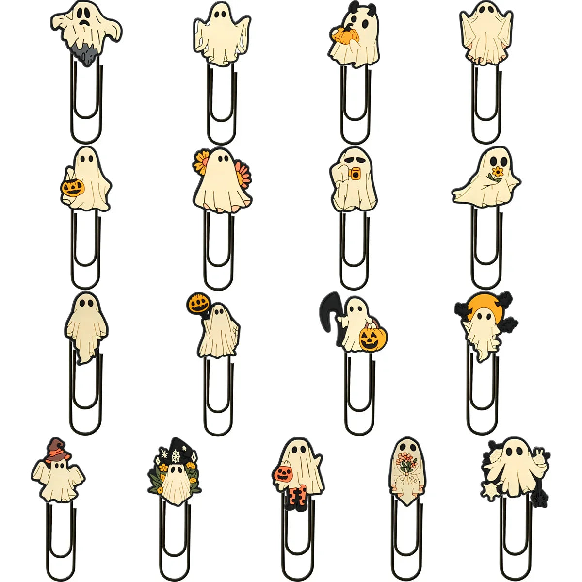 Halloween Cute Ghost Cartoon Colorful Paper Clips | Holiday Bead for DIY Seasonal Bracelet & Gift Craft