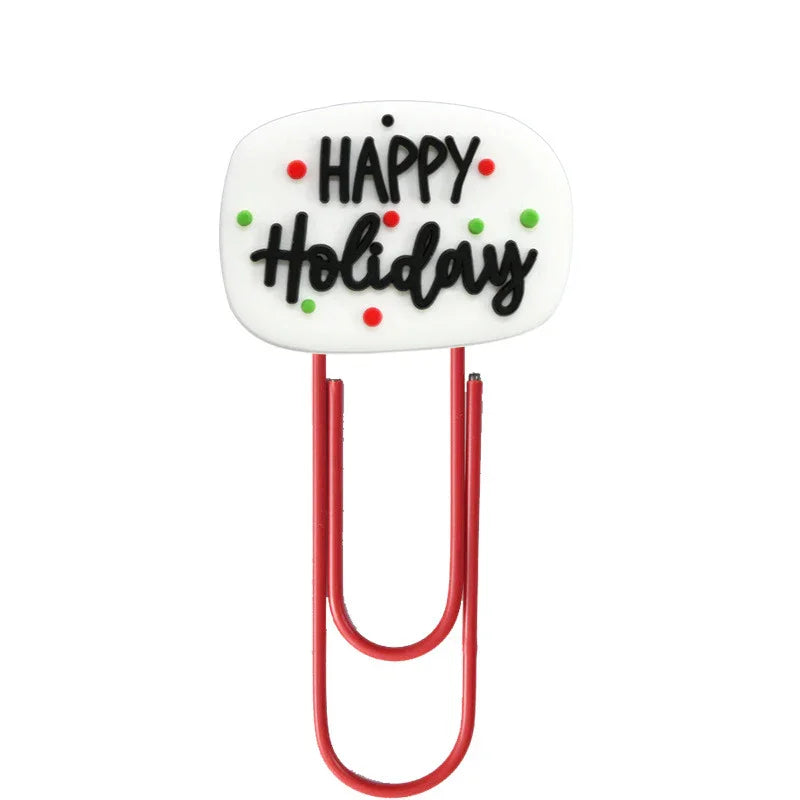 Christmas Colorful Cartoon Silicone Paperclip Bookmark | Holiday Bead for DIY Seasonal Bracelet & Gift Craft