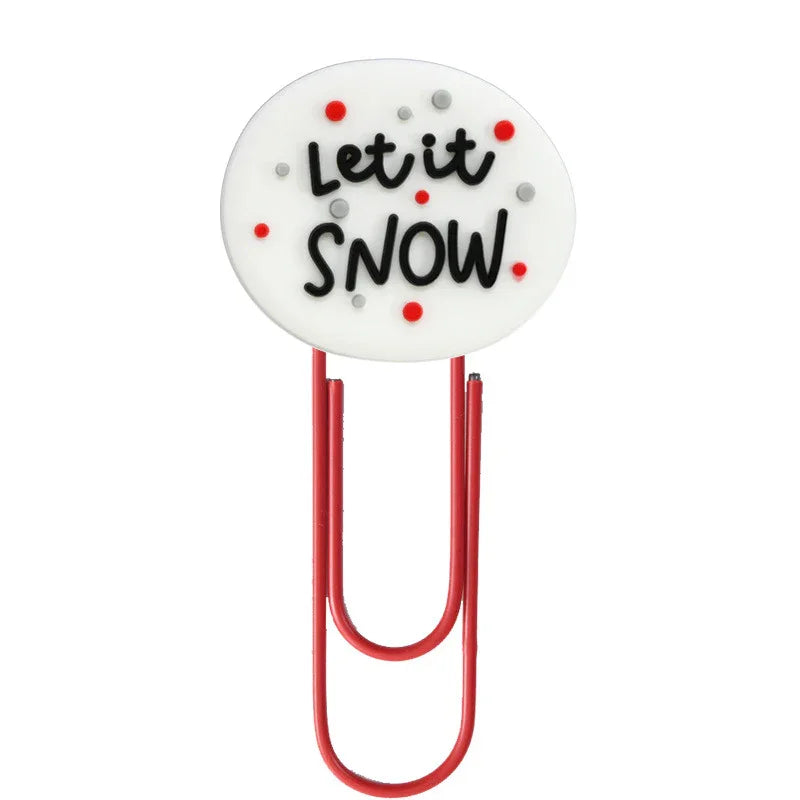 Christmas Colorful Cartoon Silicone Paperclip Bookmark | Holiday Bead for DIY Seasonal Bracelet & Gift Craft
