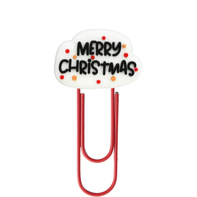 Christmas Colorful Cartoon Silicone Paperclip Bookmark | Holiday Bead for DIY Seasonal Bracelet & Gift Craft