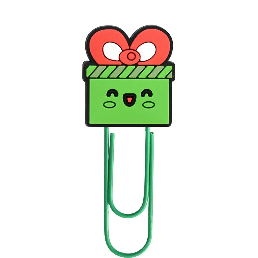 Christmas Colorful Cartoon Silicone Paperclip Bookmark | Holiday Bead for DIY Seasonal Bracelet & Gift Craft