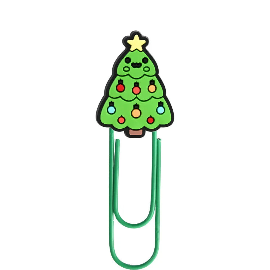 Christmas Colorful Cartoon Silicone Paperclip Bookmark | Holiday Bead for DIY Seasonal Bracelet & Gift Craft